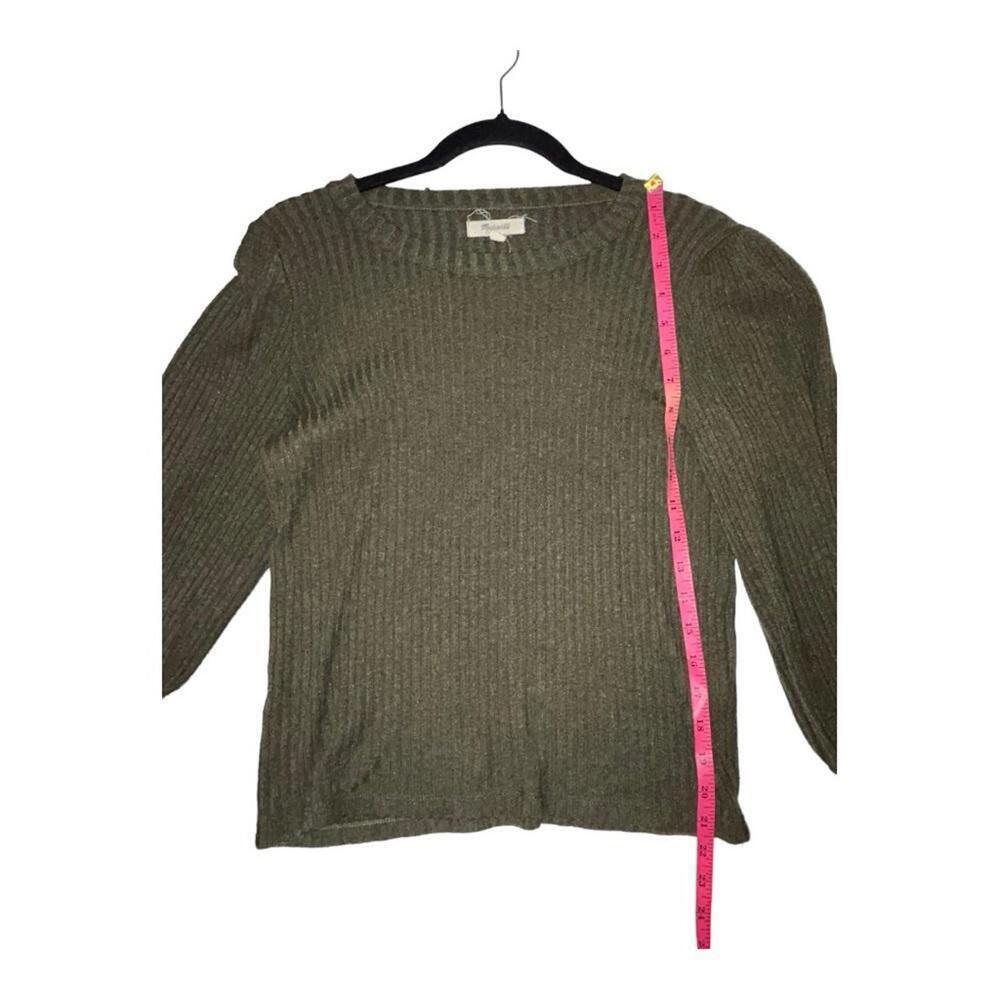 Madewell l Olive Brushed Rib Pleat-Sleeve Top Small - Picture 3 of 8